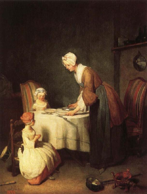 jean-Baptiste-Simeon Chardin Grace Before Dinner Norge oil painting art